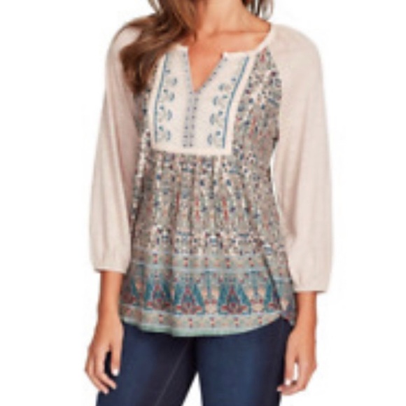 Vintage America Tops - Vintage America cream floral peasant top